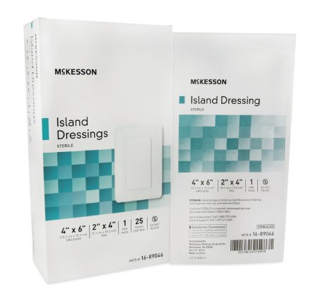 McKesson Adhesive Island Dressing 4" x 6" Sterile - 16-89046 - Medsitis