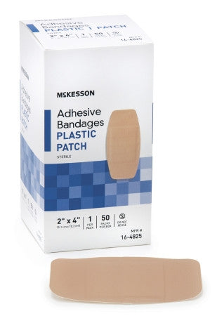 McKesson Adhesive Strip Plastic Rectangle 2" x 4" - 16-4825 - Medsitis