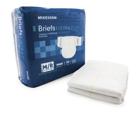McKesson Adult Ultra Absornant + Stretch Disposable Incontinent Brief Medium/Regular (32" - 54") | BRSTRMR - Medsitis