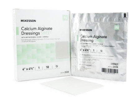 McKesson Calcium Alginate Dressing with Antimicrobial Silver 4" x 4-3/4" - 3558 - Medsitis