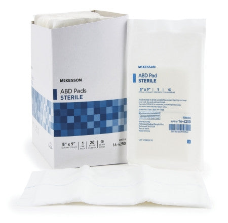 McKesson Combine Sterile Abdominal (ABD) Non-Woven Pad 5" x 9" - 16-4250 - Medsitis