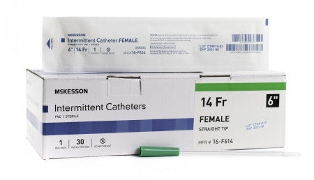 McKesson Female 6" Straight Tip Intermittent Catheters 14Fr. - 16-F614 - Medsitis