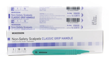 McKesson General Purpose Stainless Steel Scalpel with Classic Grip Handle - Size 15 - 16-63815 - Medsitis