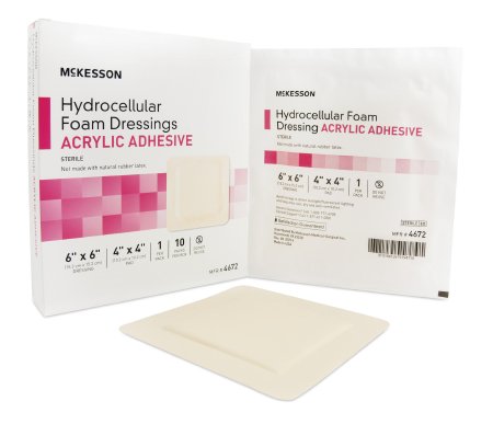 McKesson Hydrocellular Acrylic Adhesive Foam Dressing 6" x 6" - 4672 - Medsitis