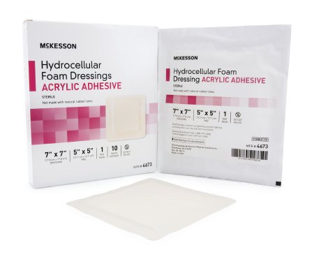 McKesson Hydrocellular Acrylic Adhesive Foam Dressing 7" x 7" - 4673 - Medsitis