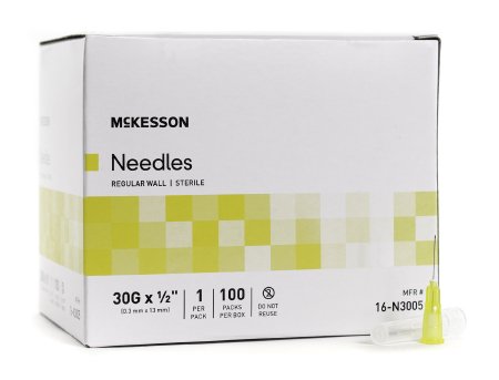 McKesson Hypodermic Regular Wall Needle w/o Safety 30G x 1/2" - 16-N3005 - Medsitis