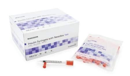 McKesson Insulin Syringes w/ Fixed Needles 1/2cc 31G x 5/16" - 102-SN05C31516P - Medsitis