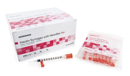 McKesson Insulin Syringes w/ Fixed Needles 1cc 29G x 1/2" - 102-SN1C2905P - Medsitis