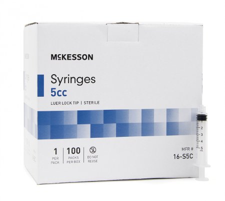 McKesson Luer Lock Syringe w/o Safety 5mL - 16-S5C - Medsitis