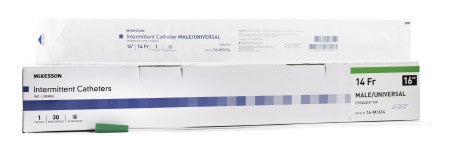 McKesson Male/Univ 16" Straight Tip Intermittent Catheters 14Fr. - 16-M1614 - Medsitis