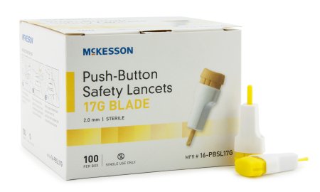 McKesson Push-Button Safety Lancets 17G Blade - 16-PBSL17G - Medsitis