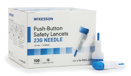 McKesson Push-Button Safety Lancets 23G Needle - 16-PBSL23G - Medsitis