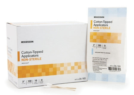 McKesson 3" Wood Shaft Cotton Tip Applicator (Swab-Sticks) - 24-103 - Medsitis