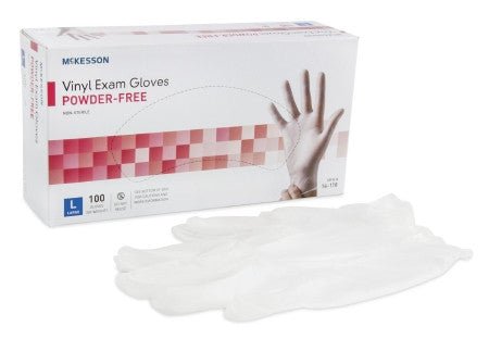 McKesson PF Vinyl Exam Gloves Large - 14-118 - Medsitis