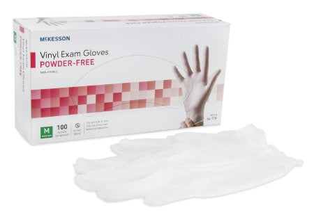 McKesson PF Vinyl Exam Gloves Medium - 14-116 - Medsitis