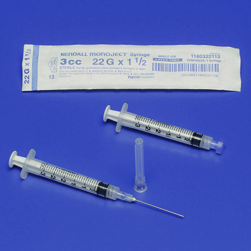 Monoject™  Standard Syringes 3mL 22G x 1-1/2" Soft Pack - 1180322112 - Medsitis