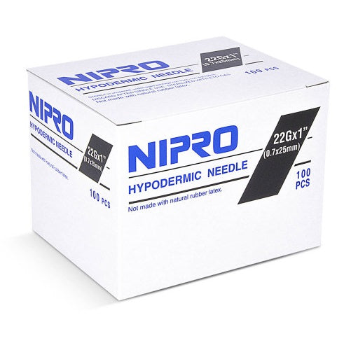 Nipro Hypodermic Needles 22G x 1" - AH+2225 - Medsitis