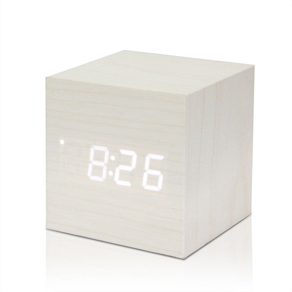 Wooden Retro Digital LED Alarm Clock w/ Thermometer & Voice Control - Medsitis