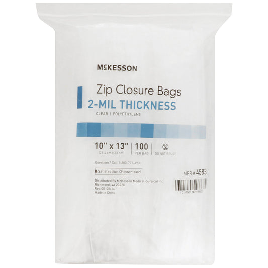 Reclosable Bag McKesson 10 X 13 Inch Polyethylene Clear Zipper Closure - 4583